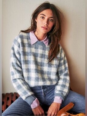 Sezane Becky Gingham sweater XS